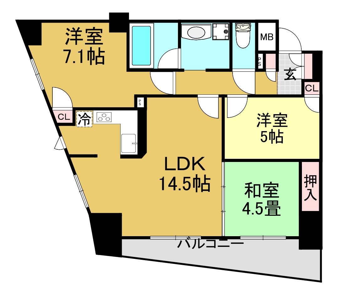 西新井アークタワー(3LDK/8階)の間取り写真