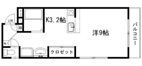 サンライフ鴨江(ワンルーム/2階)の間取り写真