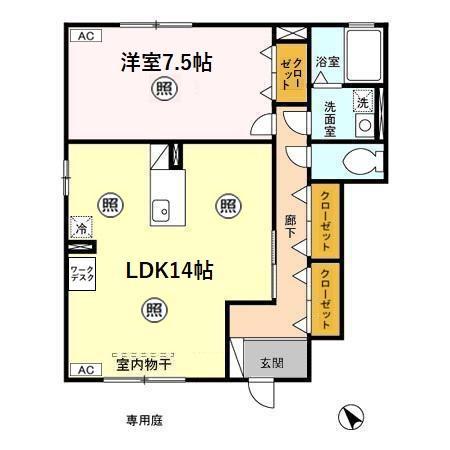 グリーントップB102(1LDK/1階)の間取り写真