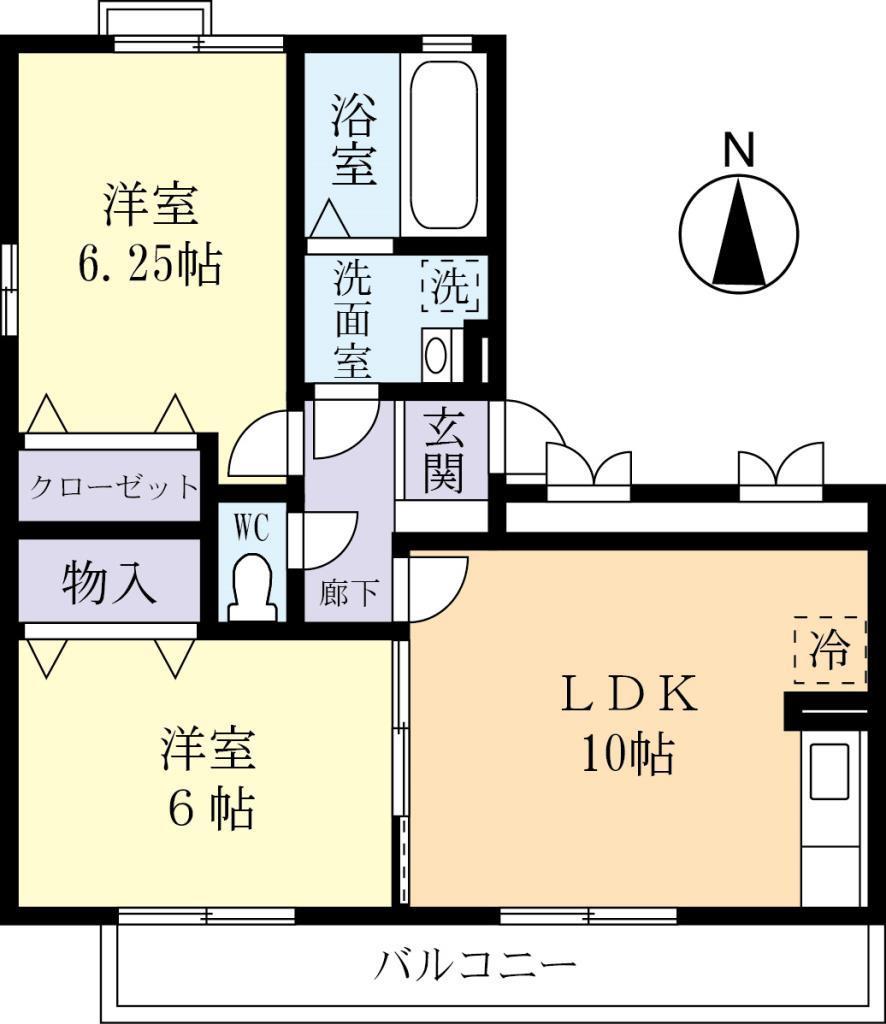 グランシャリオみどりのIII(2LDK/1階)の間取り写真