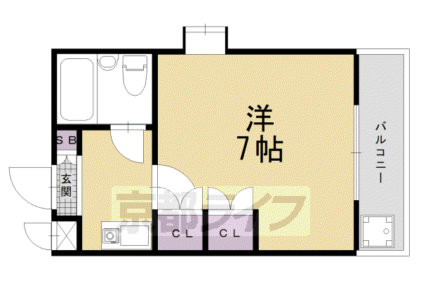 ジョイアネックス東寺(1K/4階)の間取り写真