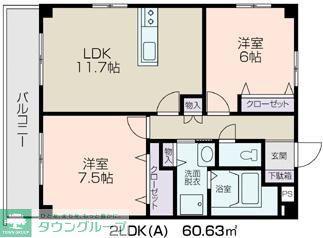 メルヴェイユ(2LDK/3階)の間取り写真