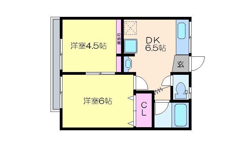 梅曜荘(2DK/1階)の間取り写真