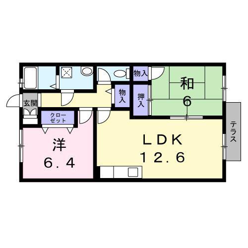 アルティ エ メスティエリ(2LDK/1階)の間取り写真