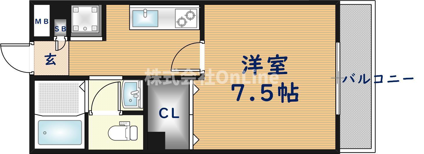 エクレール上小阪(1K/3階)の間取り写真