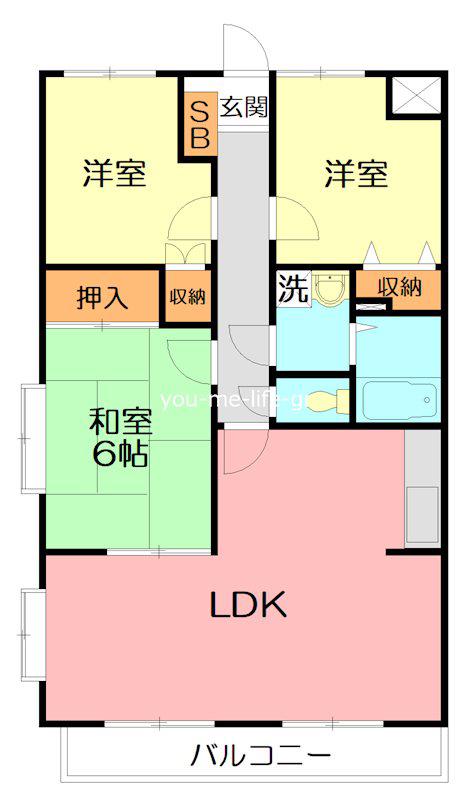 マノワール壱番館(3LDK/3階)の間取り写真