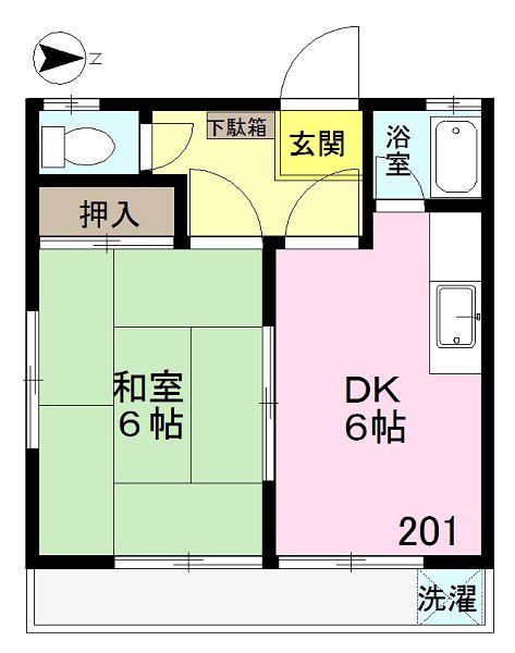 内田荘(1DK/2階)の間取り写真