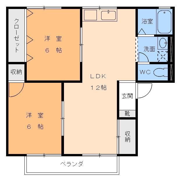 ガーデンハイツ(2LDK/1階)の間取り写真