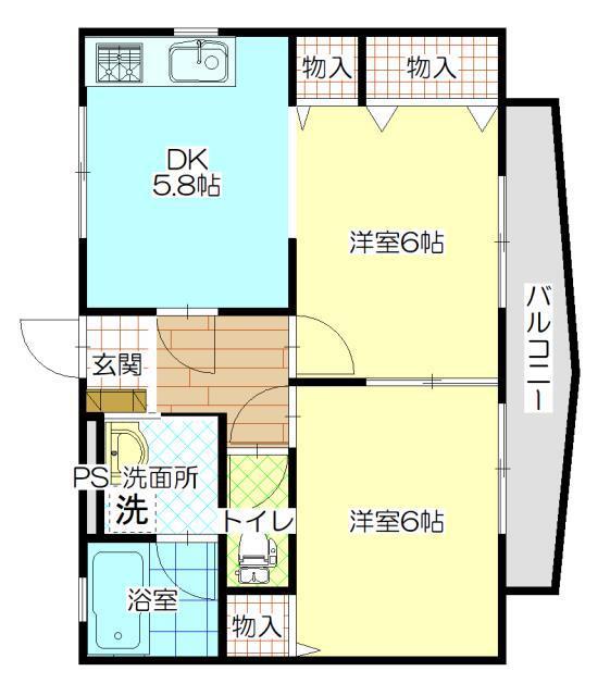 エクセレント和(2DK/2階)の間取り写真