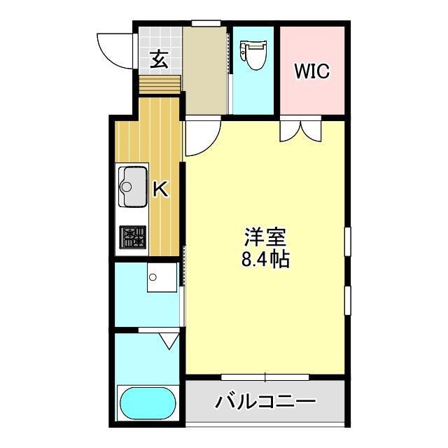 シュタットフルスI(1K/5階)の間取り写真