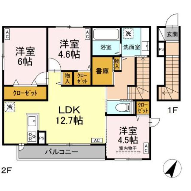 クレスト・トモ(3LDK/2階)の間取り写真