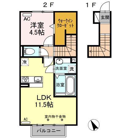 リオ・グランデ(1LDK/2階)の間取り写真