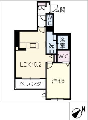 クレールコート安城(1LDK/2階)の間取り写真