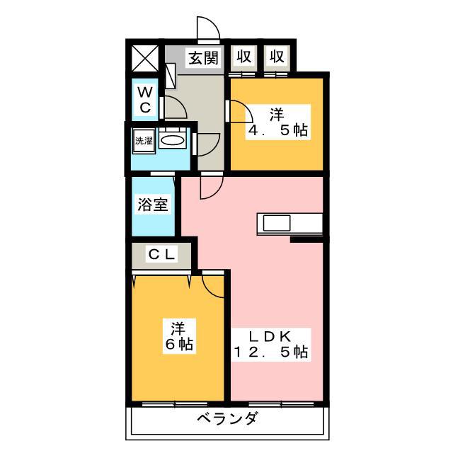 ノトスビル(2LDK/4階)の間取り写真