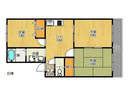 エントピアナワテ AB棟(3DK/2階)の間取り写真