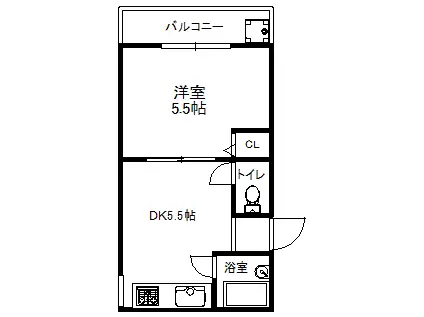 箕面コスモビル(1DK/2階)の間取り写真