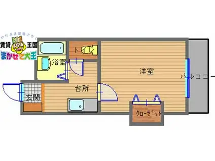 プレジール千歳(1K/9階)の間取り写真