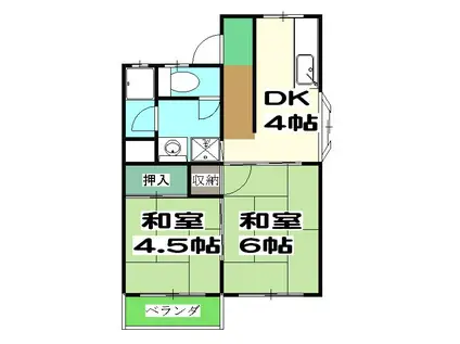 長曽ハイツI(2DK/2階)の間取り写真