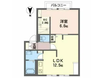 フレグランスMUKAI(1LDK/2階)の間取り写真