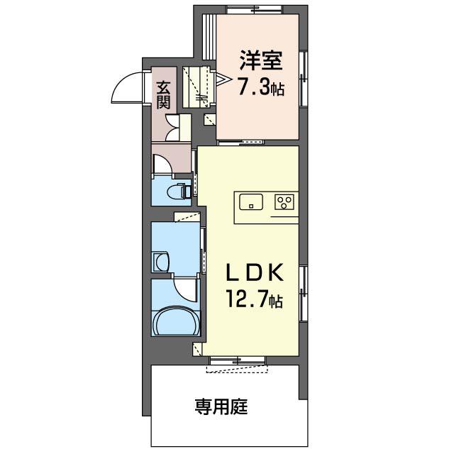イーハトーブ美園(1LDK/1階)の間取り写真