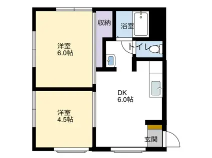 サンメドウ(2DK/2階)の間取り写真