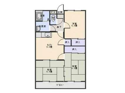 松岡ビル II(3DK/4階)の間取り写真