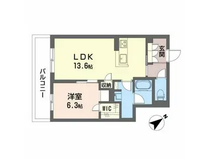 シャーメゾンステージ茨木春日(1LDK/2階)の間取り写真
