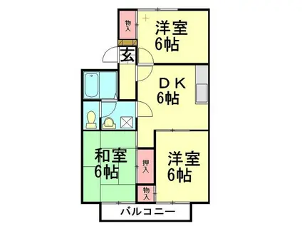 プレジオ大沢 B(3DK/1階)の間取り写真