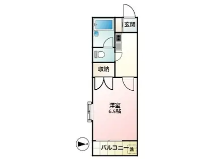 ポナール若松(1K/1階)の間取り写真