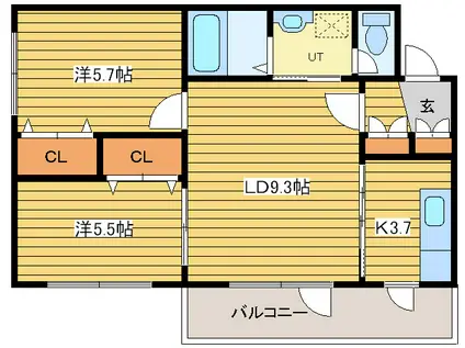 城川マンション(2LDK/2階)の間取り写真