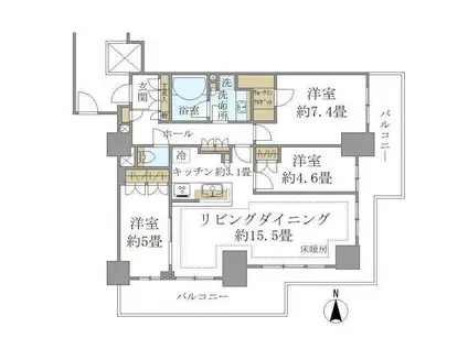 BRILLIA TOWER KAWASAKI(3LDK/26階)の間取り写真