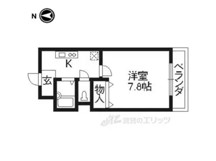 ハピネス神宮道(1K/3階)の間取り写真