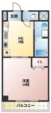 コザックス(1DK/4階)の間取り写真