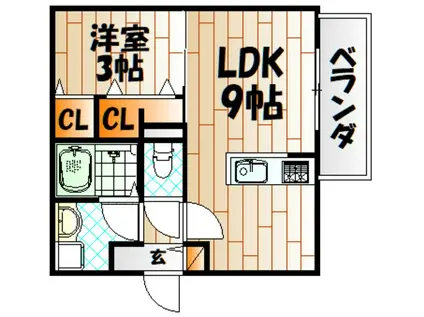 D-ROOM西小倉(1LDK/2階)の間取り写真