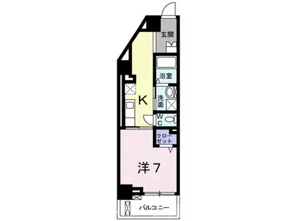 ヒラソル 瀬田(1K/2階)の間取り写真