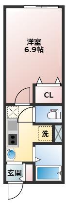 ヴィライグレット(1K/1階)の間取り写真