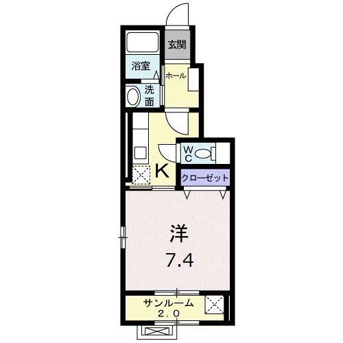 メッカSS(1K/1階)の間取り写真