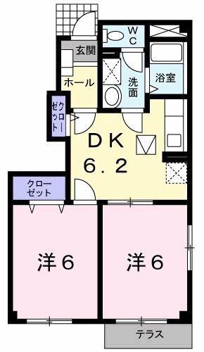 メフィストB(2DK/1階)の間取り写真