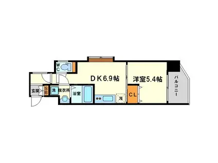 GRAMERCY JUSO-HIGASHI 3RD(1DK/7階)の間取り写真