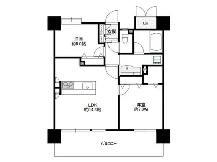 エイルマンション城址公園東レガリア(2LDK/12階)の間取り写真
