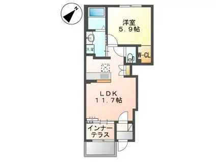 フォルビート ジン(1LDK/1階)の間取り写真