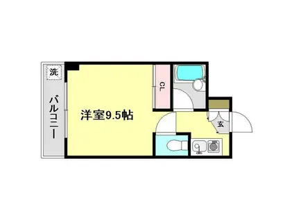 ロイヤルレジデンス秦(ワンルーム/2階)の間取り写真