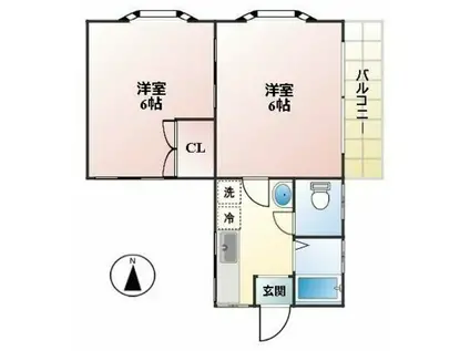 アパートメントノダメ(2DK/2階)の間取り写真