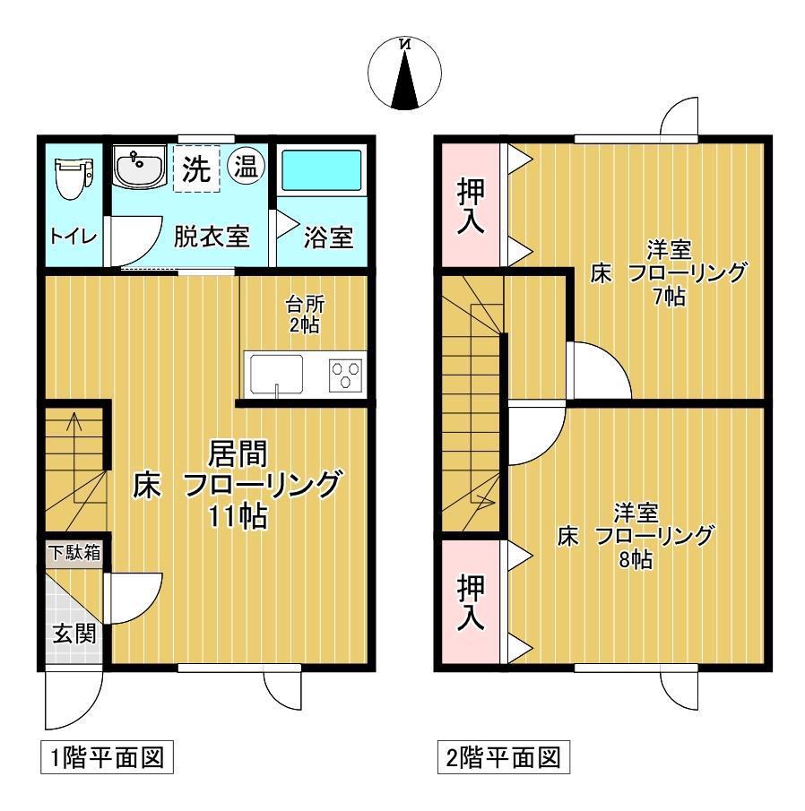 スーパーハイム北上(2LDK/1階)の間取り写真