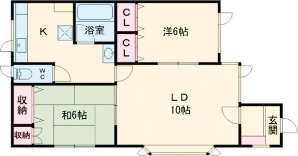 レジデンス港(2LDK/1階)の間取り写真
