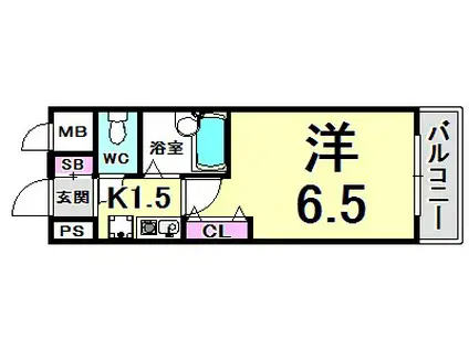 エスリード三宮フラワーロード(1K/2階)の間取り写真