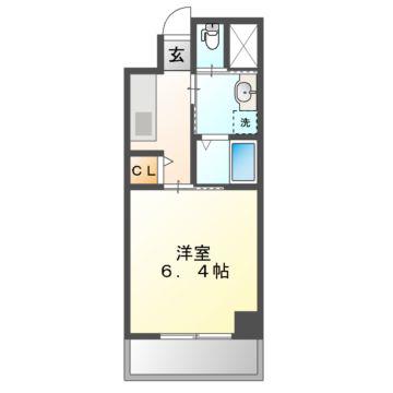 ワイズタワー新栄(1K/6階)の間取り写真