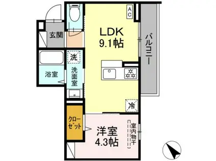 DL フォレスト中央林間(1LDK/1階)の間取り写真