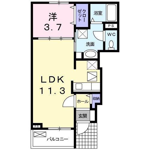 ヴィオラC(1LDK/1階)の間取り写真