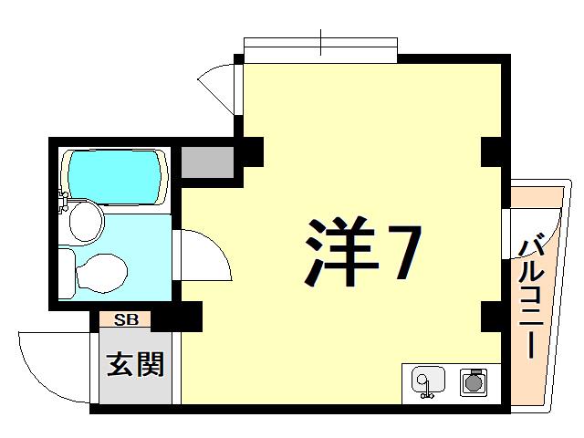 シャトー甲陽(ワンルーム/3階)の間取り写真